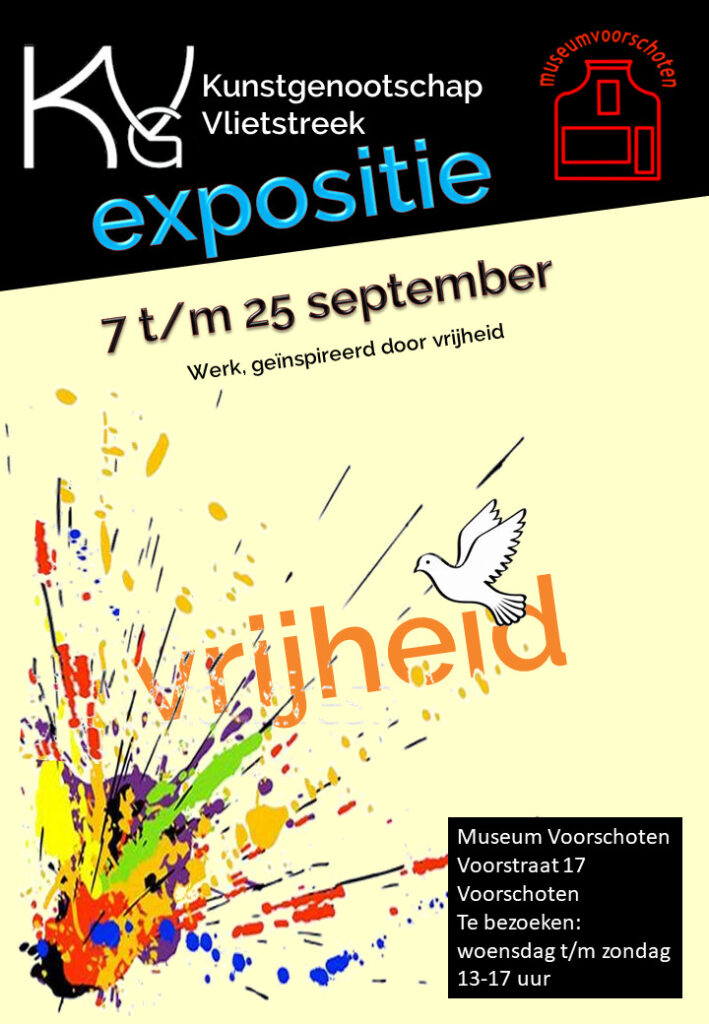 Poster voor KGV expositie 'Vrijheid' die plaats vindt op 7 tot 25 september.